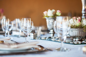 Decorated table with glassware and cutlery